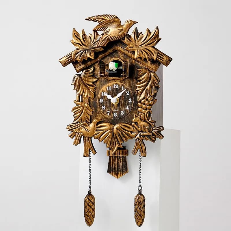 Horloge coucou ancienne - horloge feuillage